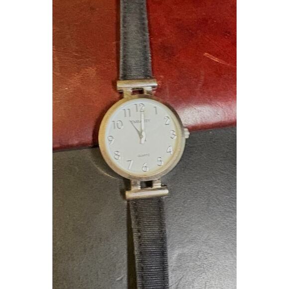 Women's 37mm Silver Tone embassy Watch, Black Fabric Band - Picture 3 of 3